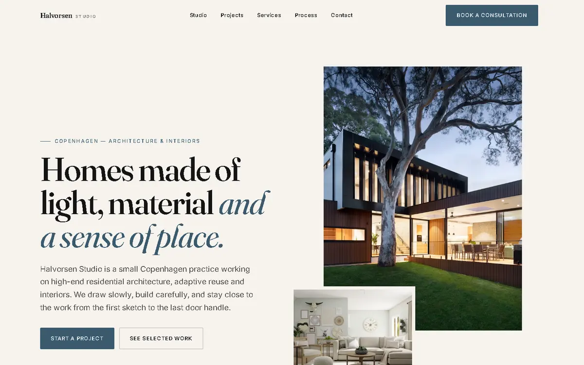 A website built for architecture practices — Halvorsen Studio