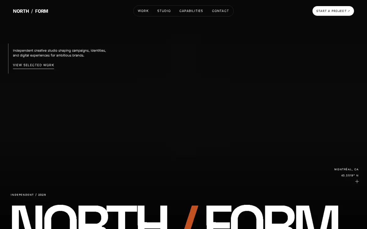 A website built for creative studios and agencies — NORTH/FORM