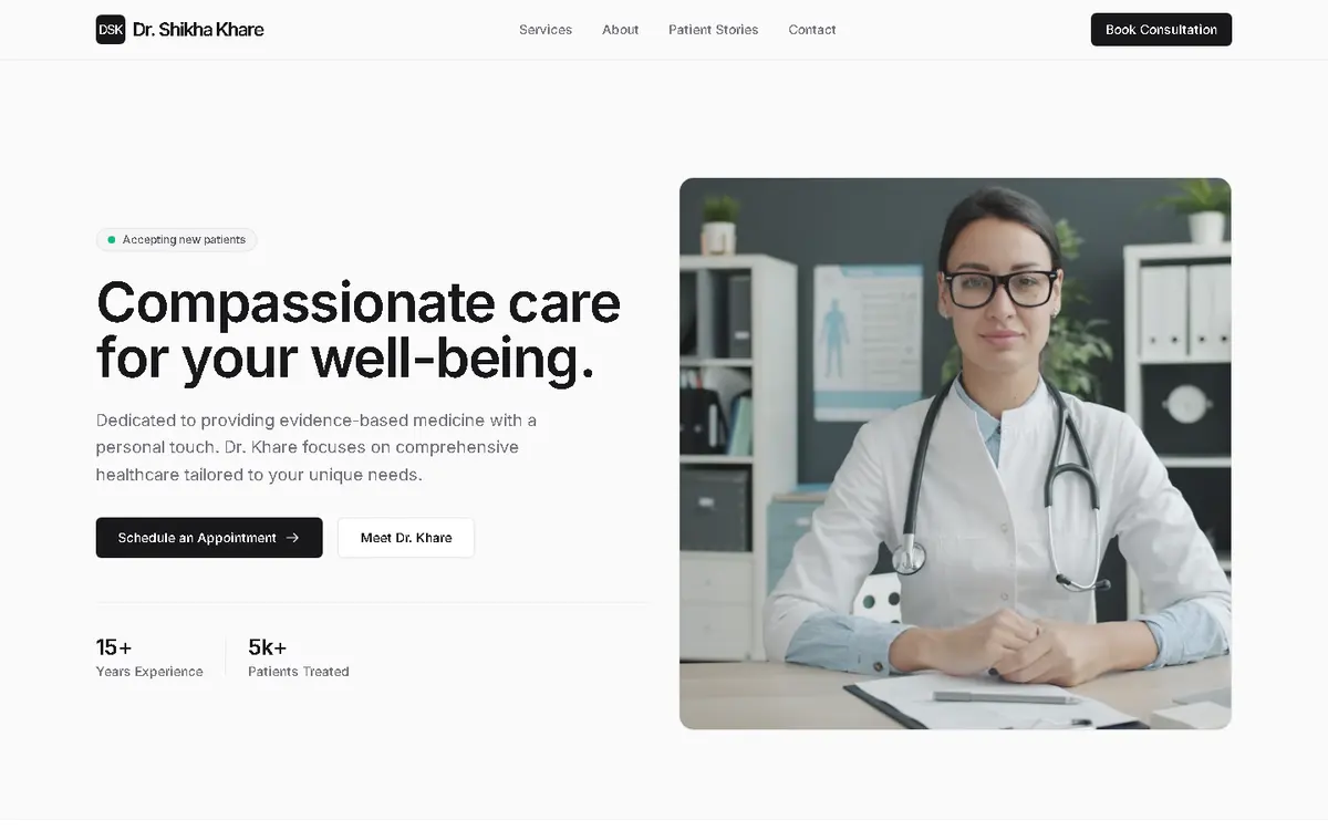 A website built for clinics and independent practitioners — Dr. Shikha Khare