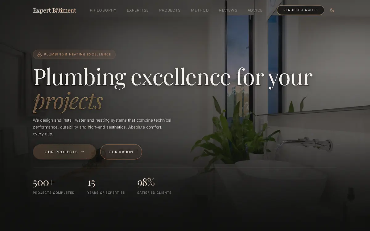 A website built for plumbers and renovation firms — Expert Bâtiment